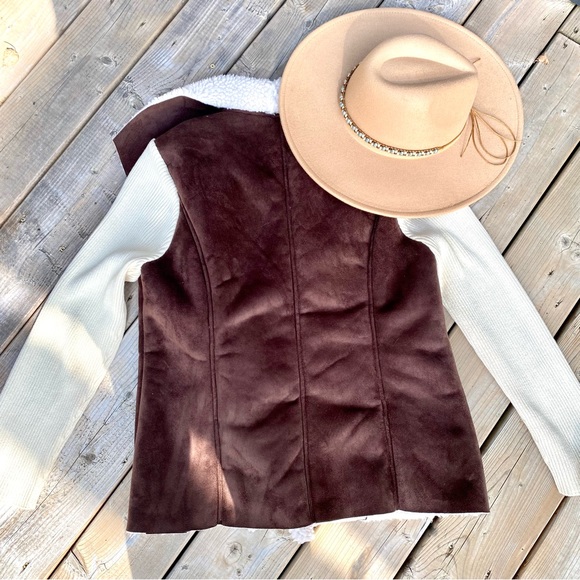 Teddy/Sherpa Moto fall jacket w vegan suede leathen & western/boho/country vibe - Picture 14 of 16